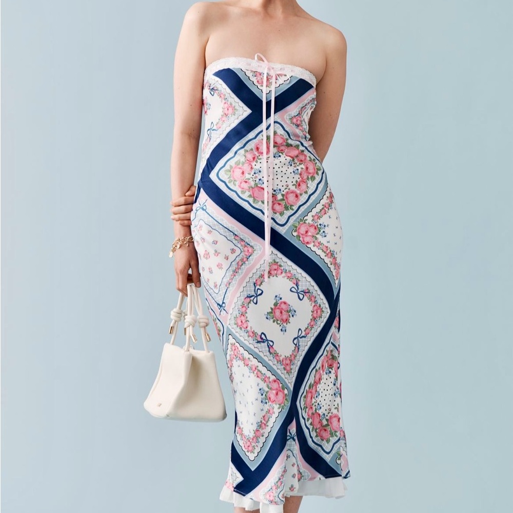 For Love And Lemons Daisy Mae Strapless Midi Dress - NWT